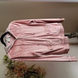 Chico's Zenergy pink velour zipper jacket